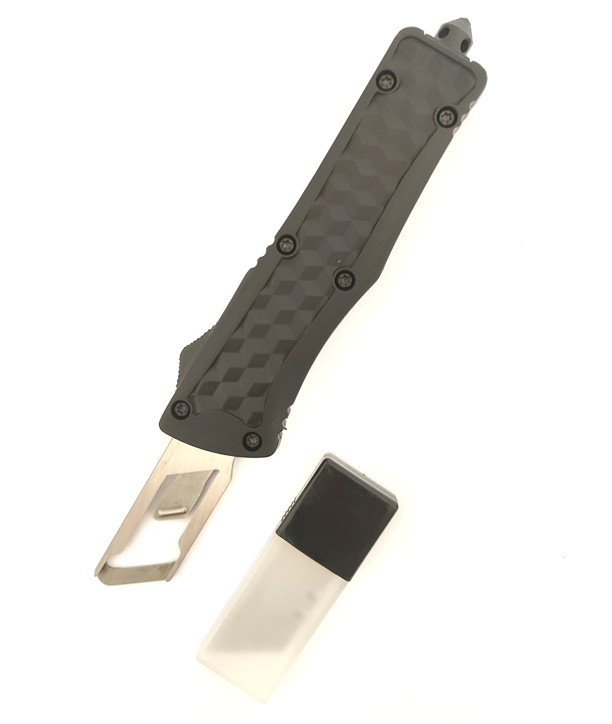 Large Folded Flick Razor Knife Zinc Alloy Handle Auto Adjustable Blade Otf Replaceable Knife