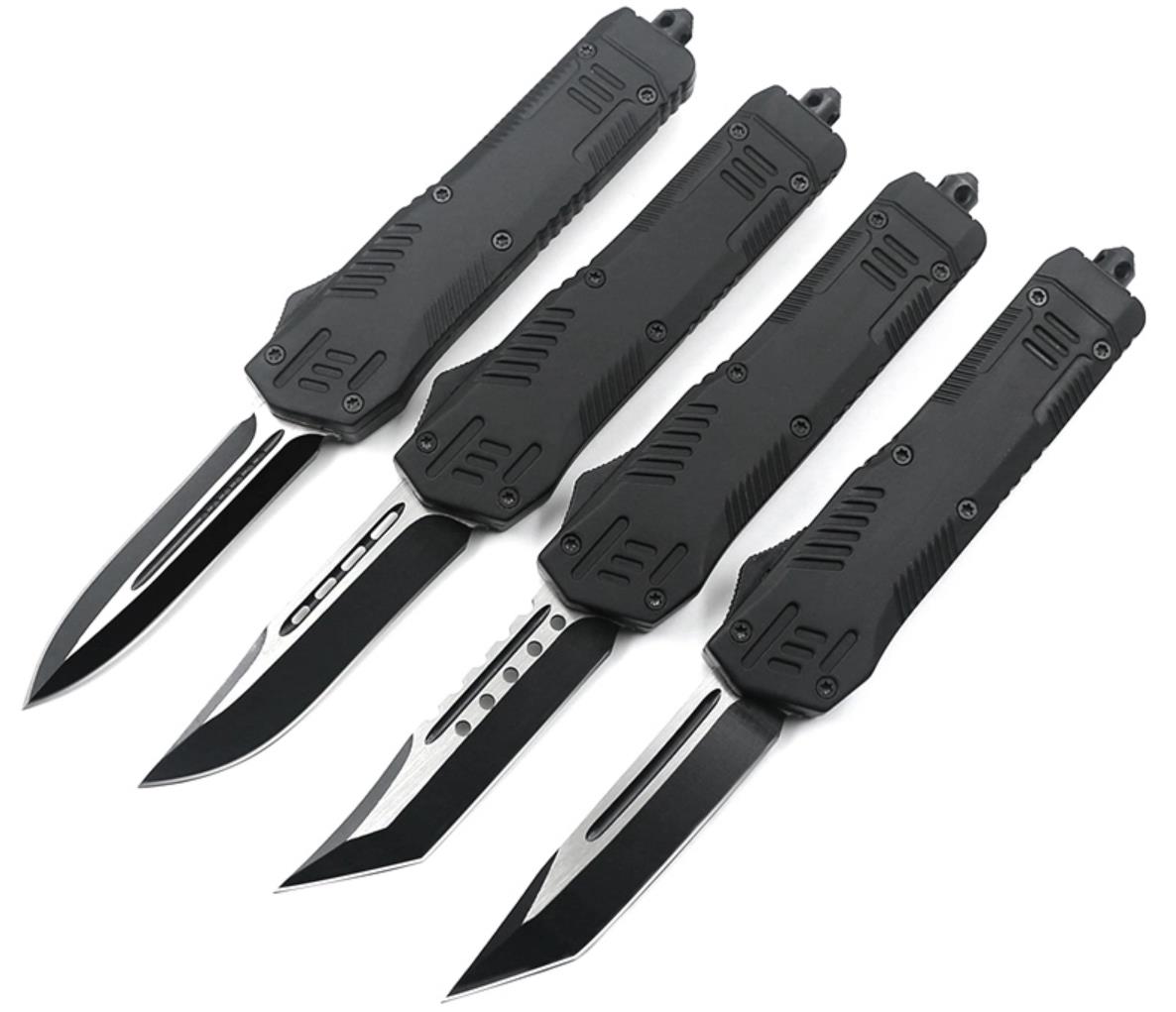 Spaceship Spring Loaded Otf Auto Black Spear Point D/A Sliding Automatic Knife