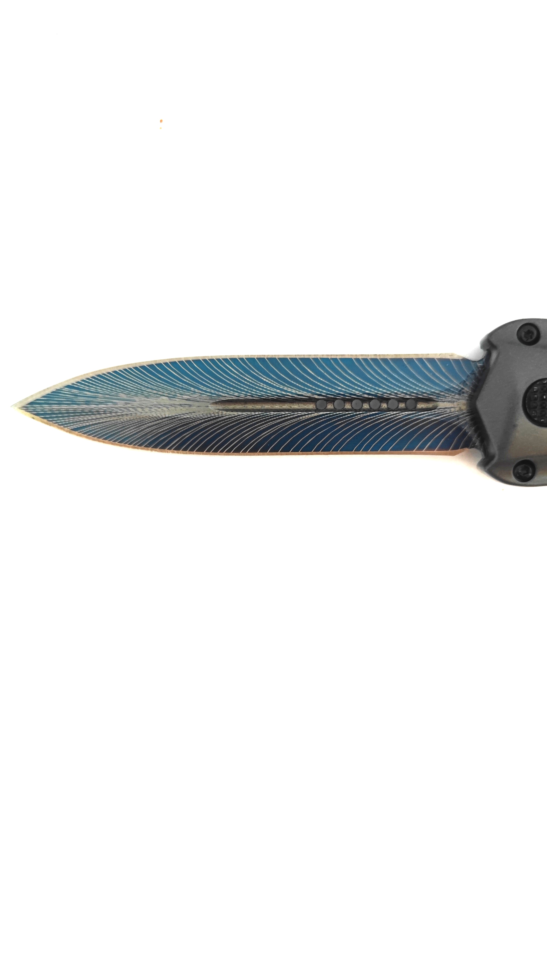 Grey Color Handle Otf-Carbon Fiber Push Button Fast Deploy Automatic Knife