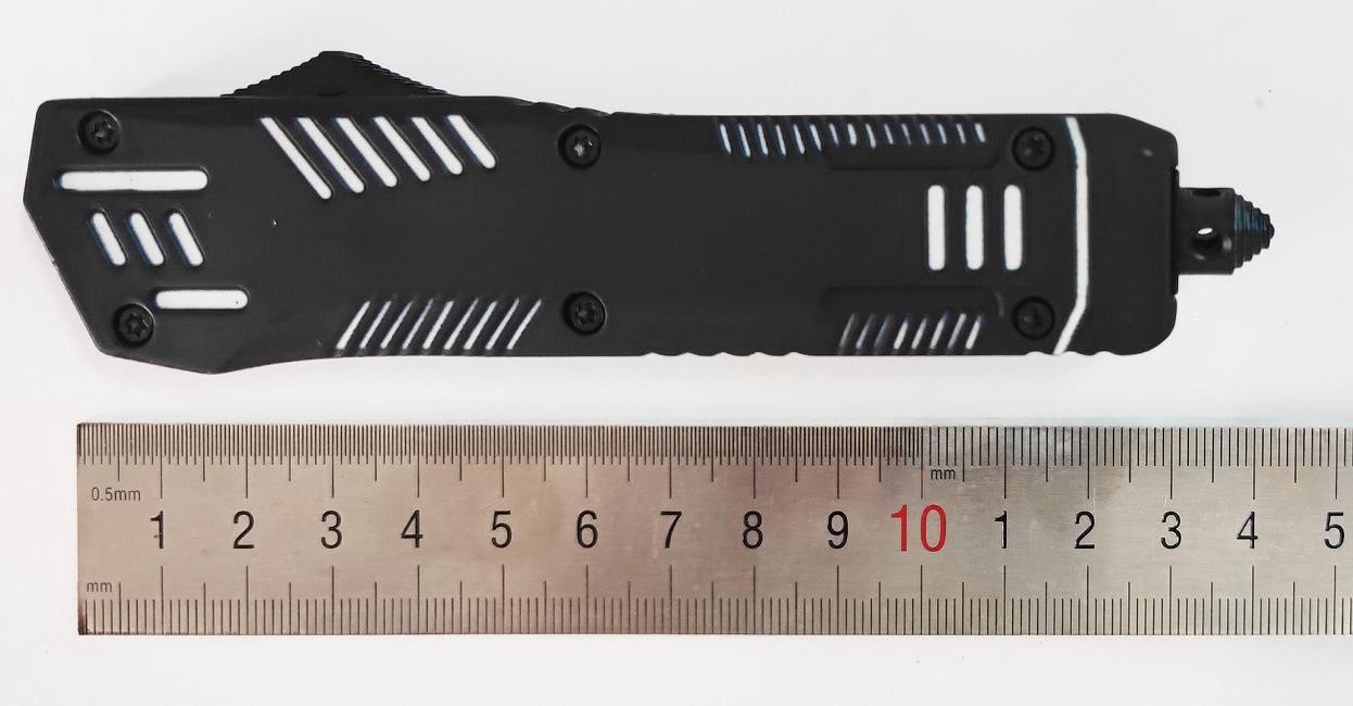 Large Sliding Dual Action Knife Serrated Edge Otf Automatic Knife