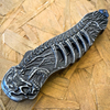 Pewter Gray Grim Reaper Novelty Skull Stonewash Spring Assisted Defender Clip Point Auto OTF Knife