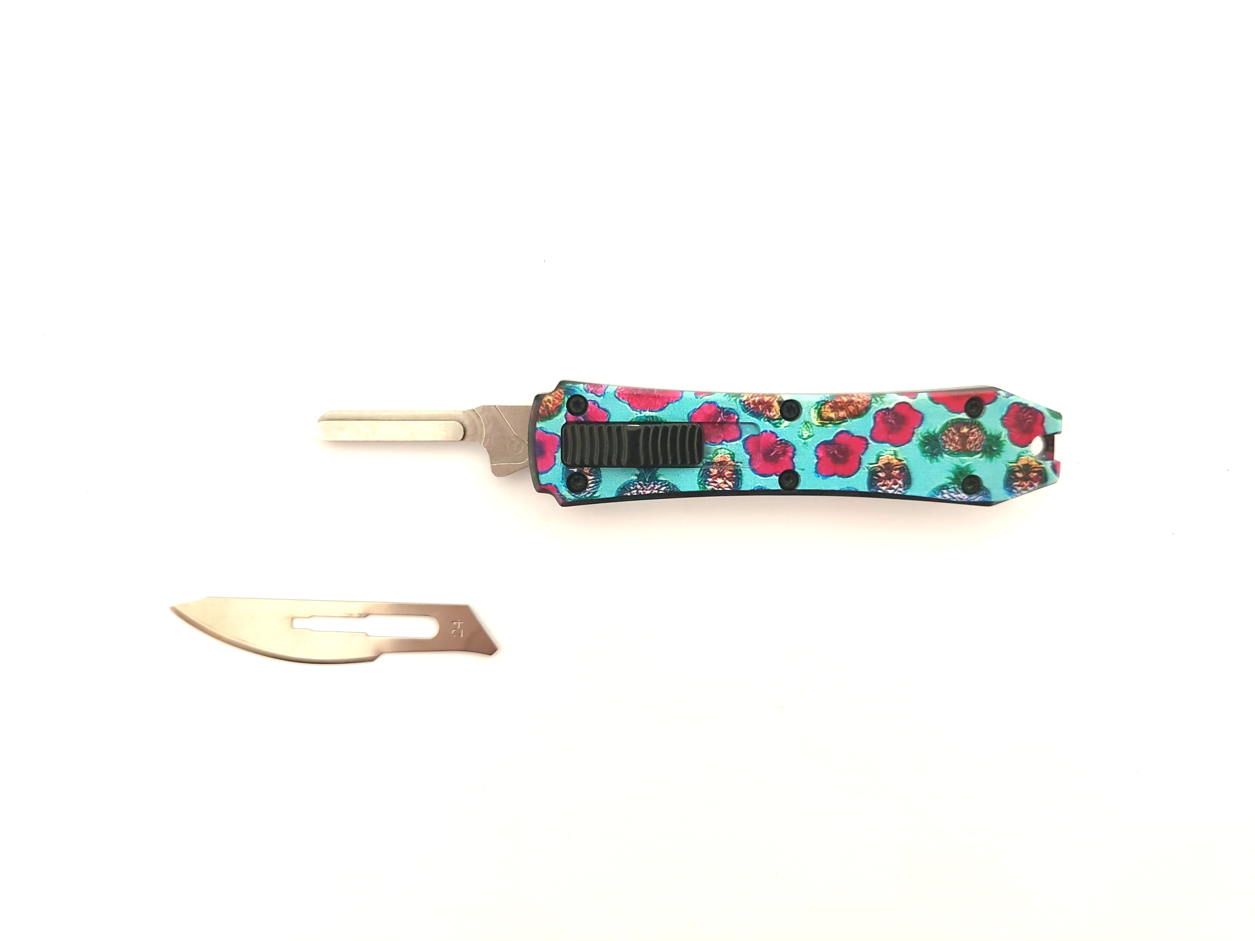 Carbon Steel Substitutable Blade Auto Otf Utility Knife with 10 Pieces Replacement Blade 