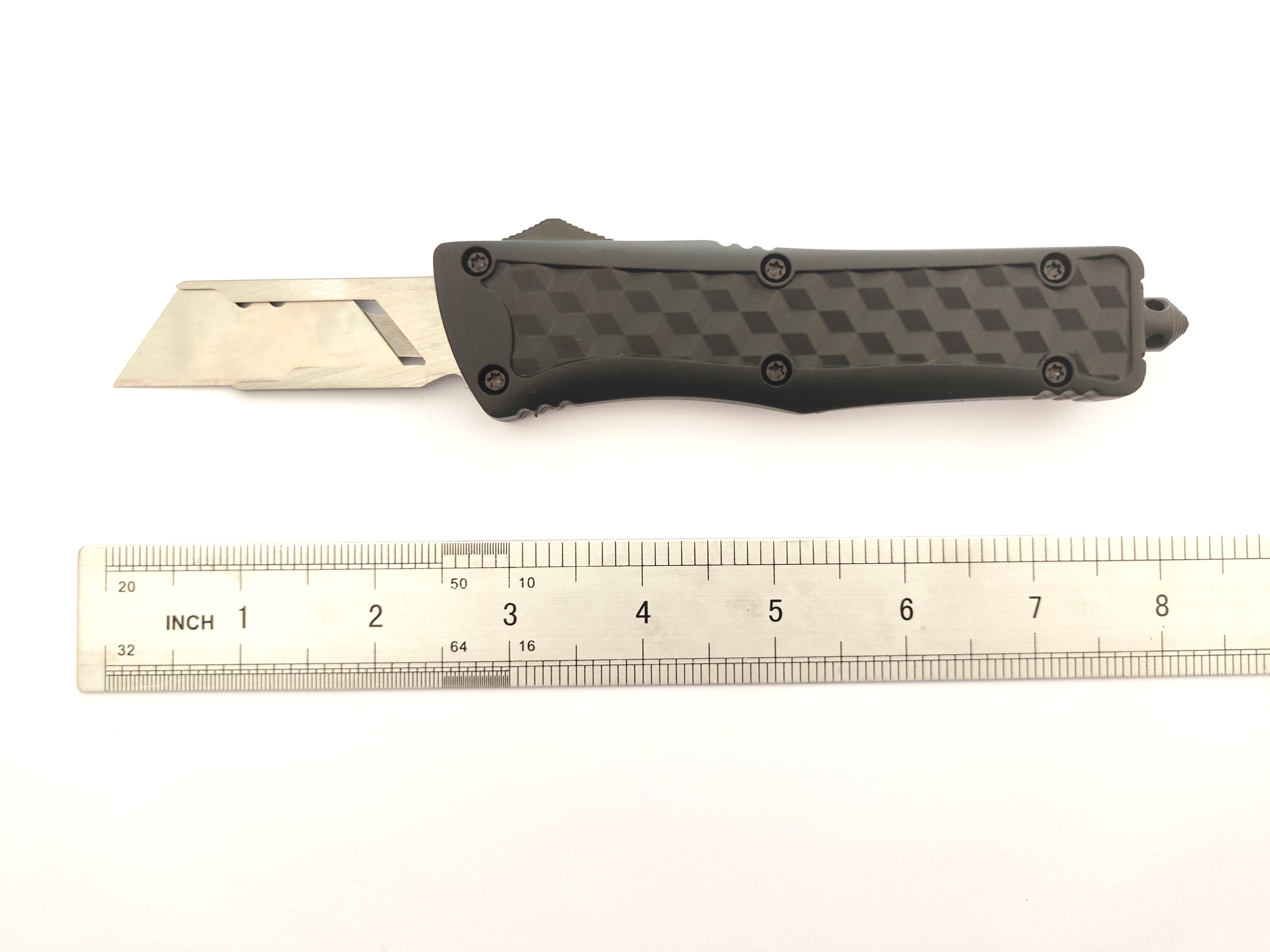 Large Folded Flick Razor Knife Zinc Aluminum Alloy Handle Auto Adjustable Blade Otf Replaceable Knife