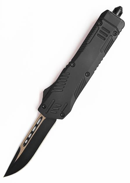 Spaceship Rubberized Handle Spring Loaded Otf Auto Black Point D/A Sliding Automatic Combat Tactical Knife
