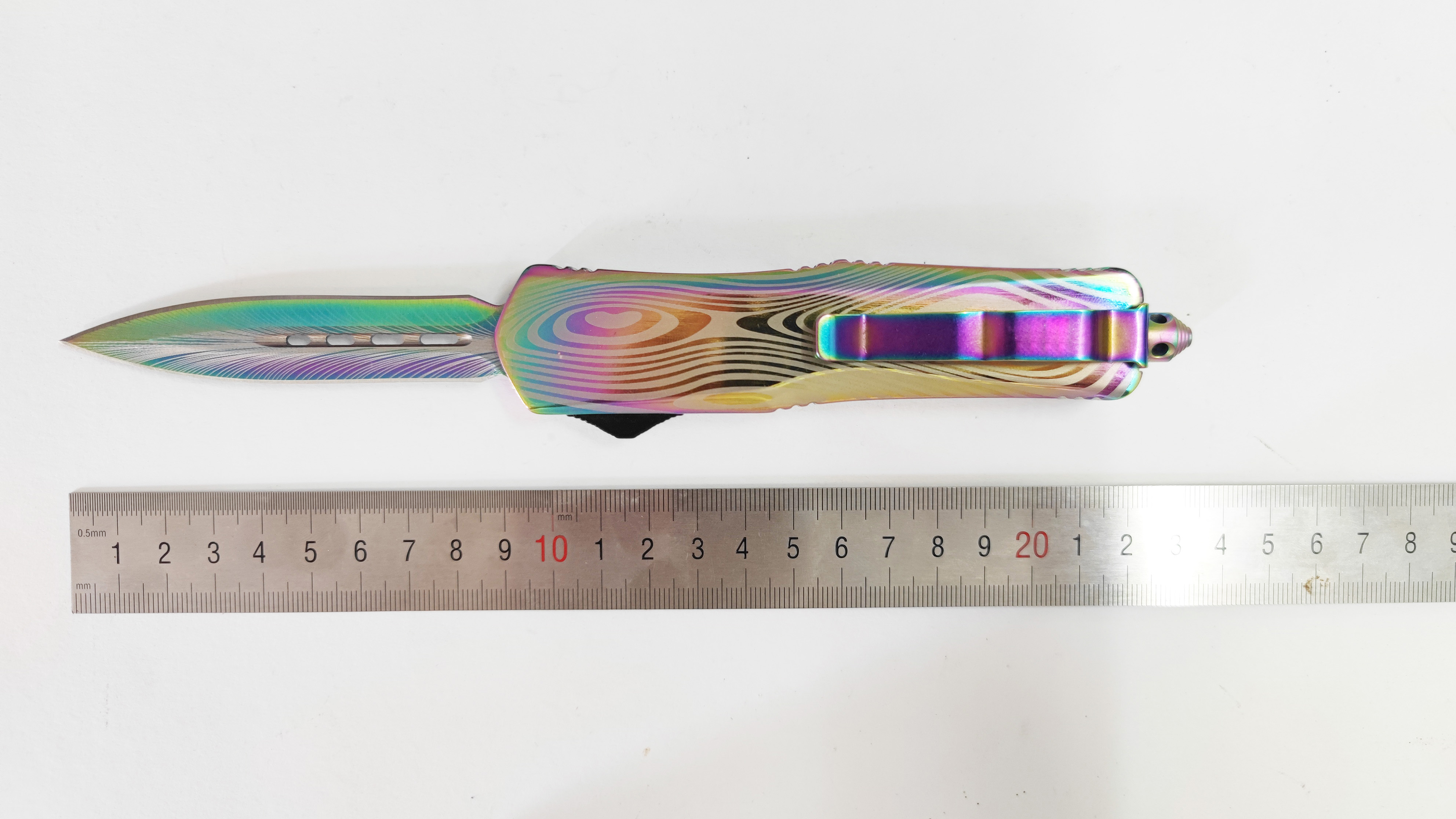 Colorful Rainbow Switch Blade Pocket Otf Tactical Camping Hiking Angel Blade Knife