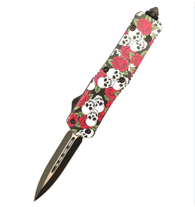 Ghost Skull Multiple Styles Double Sided Switch Blade Defense Dual Action Otf Knife