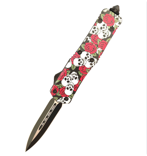 Ghost Skull Multiple Styles Double Sided Switch Blade Defense Dual Action Otf Knife