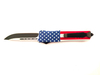American Flag Self Defense Defender Two Tone Blade Loaded Otf Automatic Opening Knives