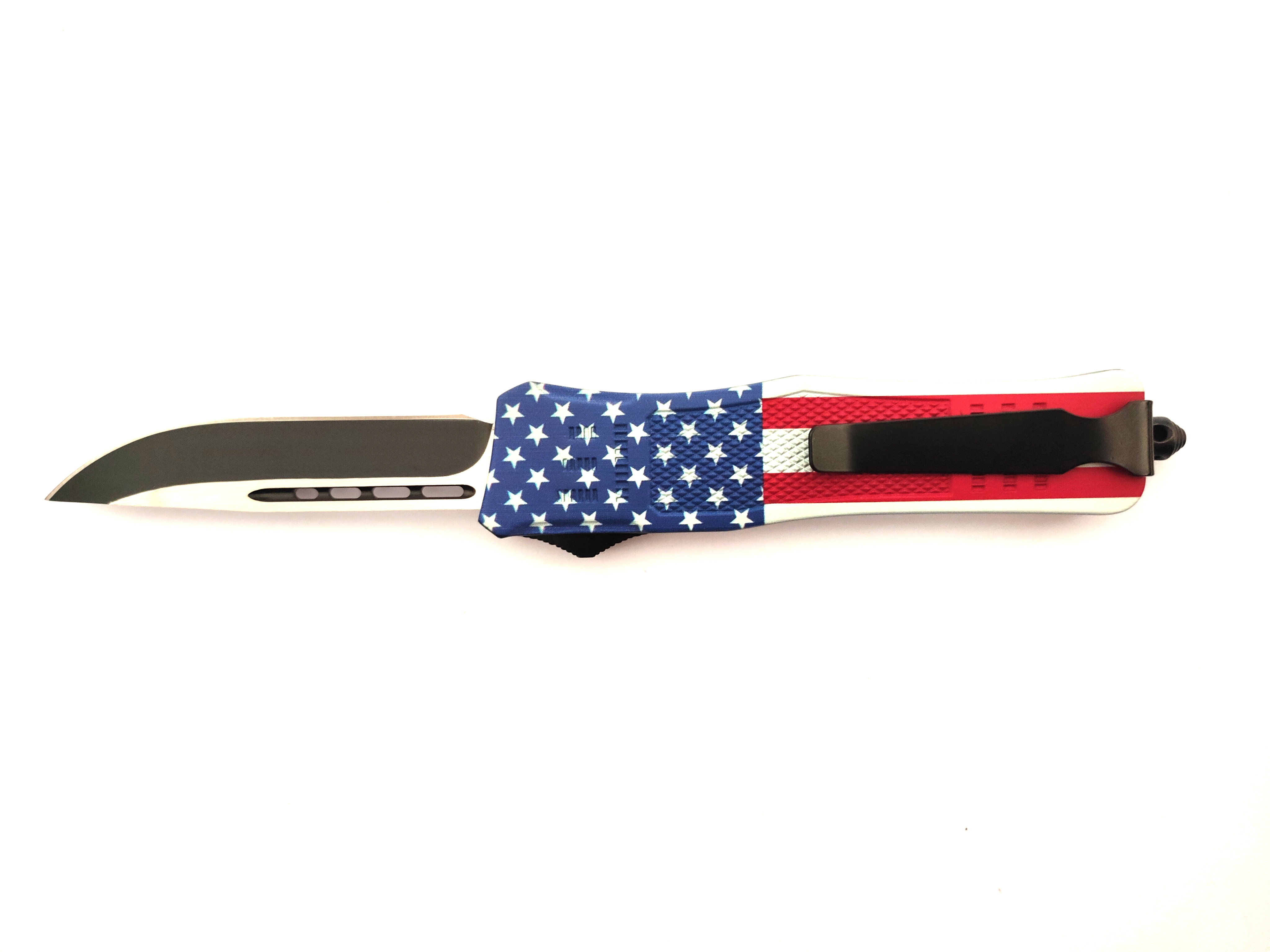 American Flag Self Defense Defender Two Tone Blade Loaded Otf Automatic Opening Knives