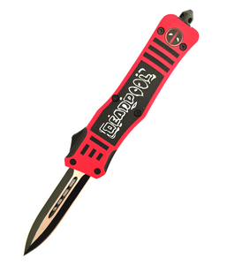 Dead Pool Folding Outdoor Double Blade Sliding Pushbutton Sided Open Large Automatic Knife