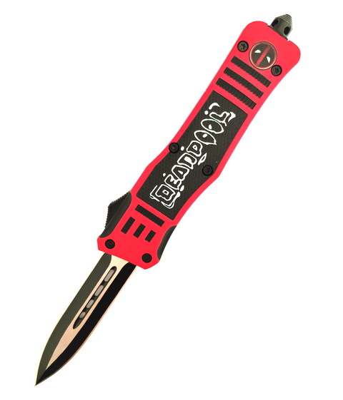 Dead Pool Folding Outdoor Double Blade Sliding Pushbutton Sided Open Large Automatic Knife