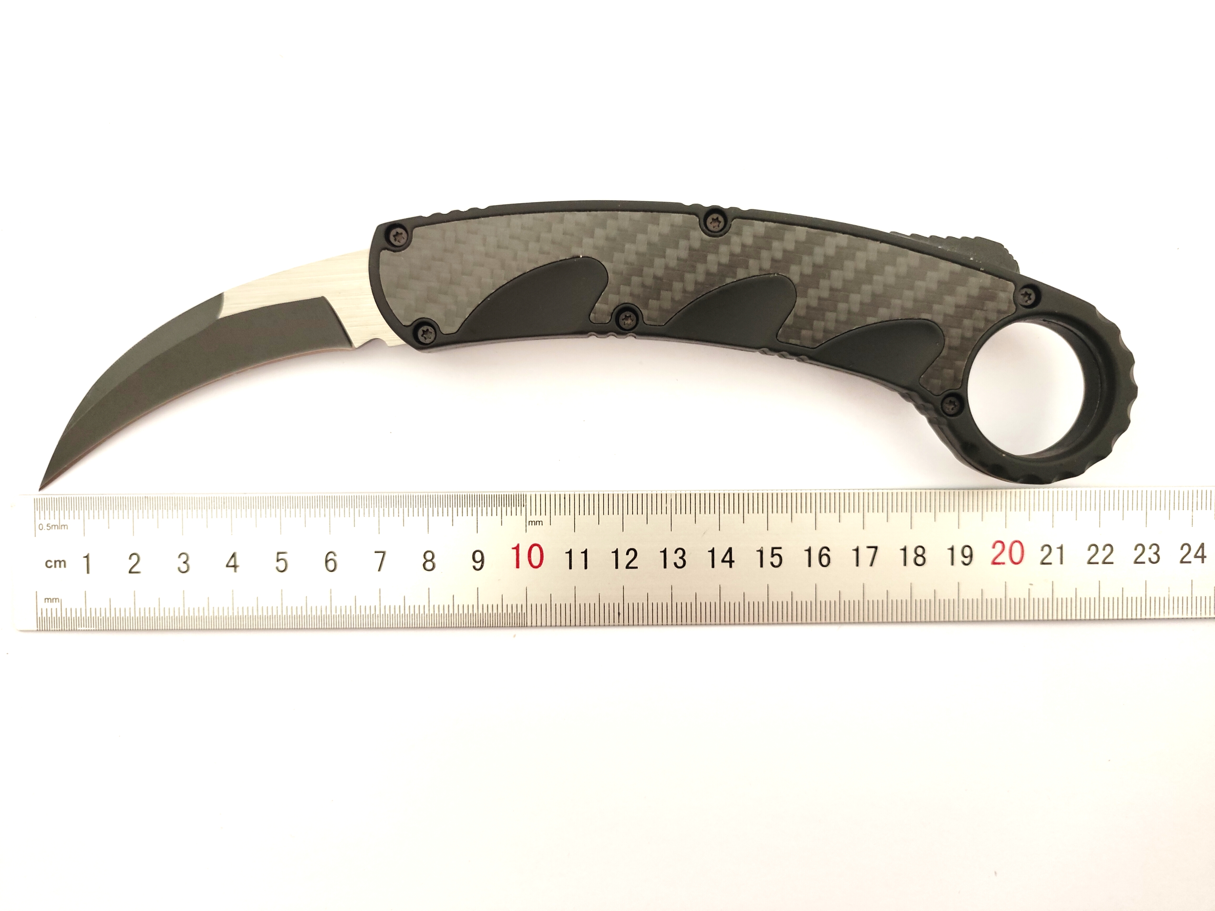 Carbon Fiber Inlay Double Edge Folded Outdoor Combat Auto Karambit Otf Survival Tactical Claw Knife