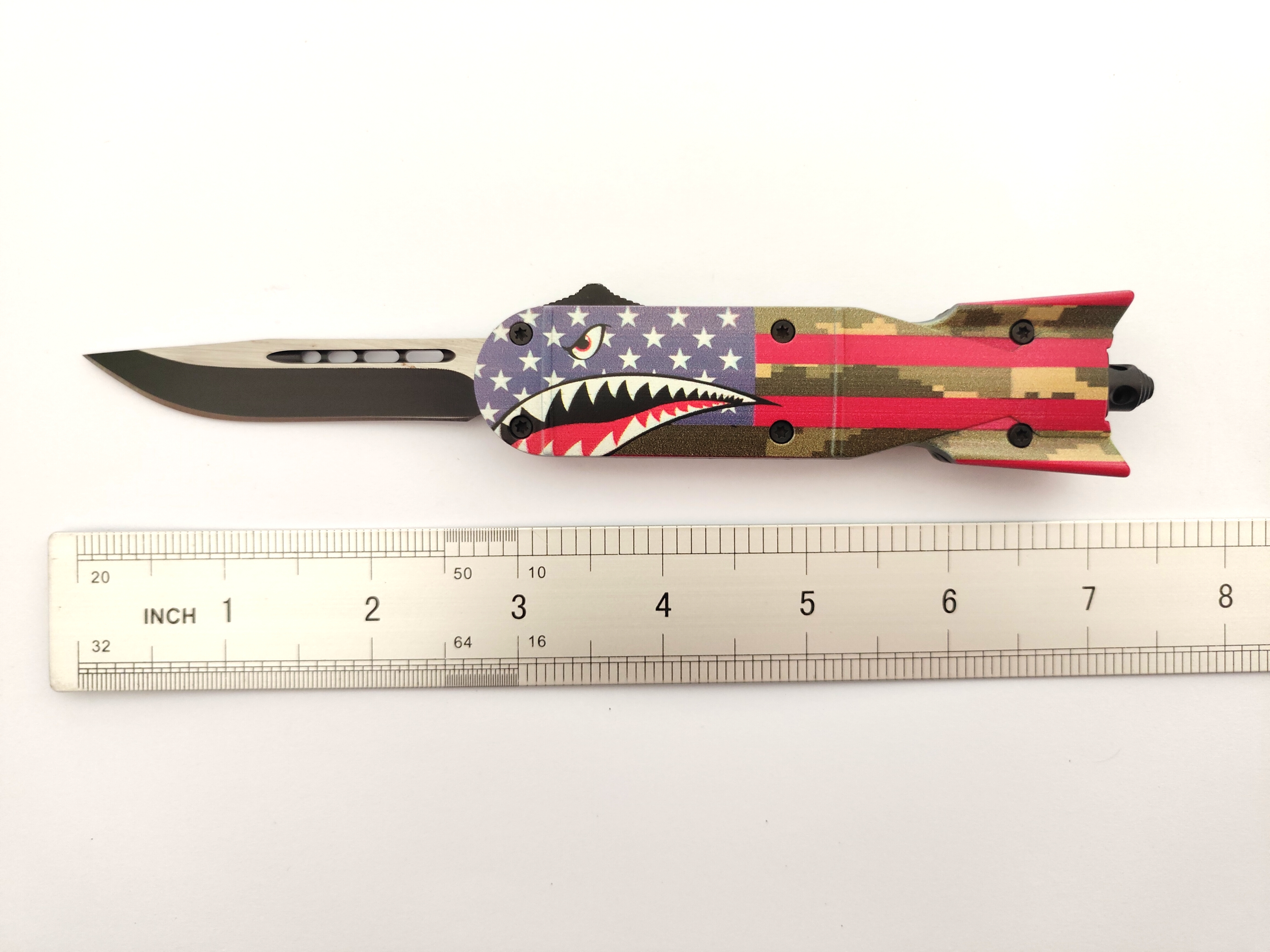 D/A Sharp Thumb Slide Opener Button Push Switch Knife Rocket Shape Tactical Knives