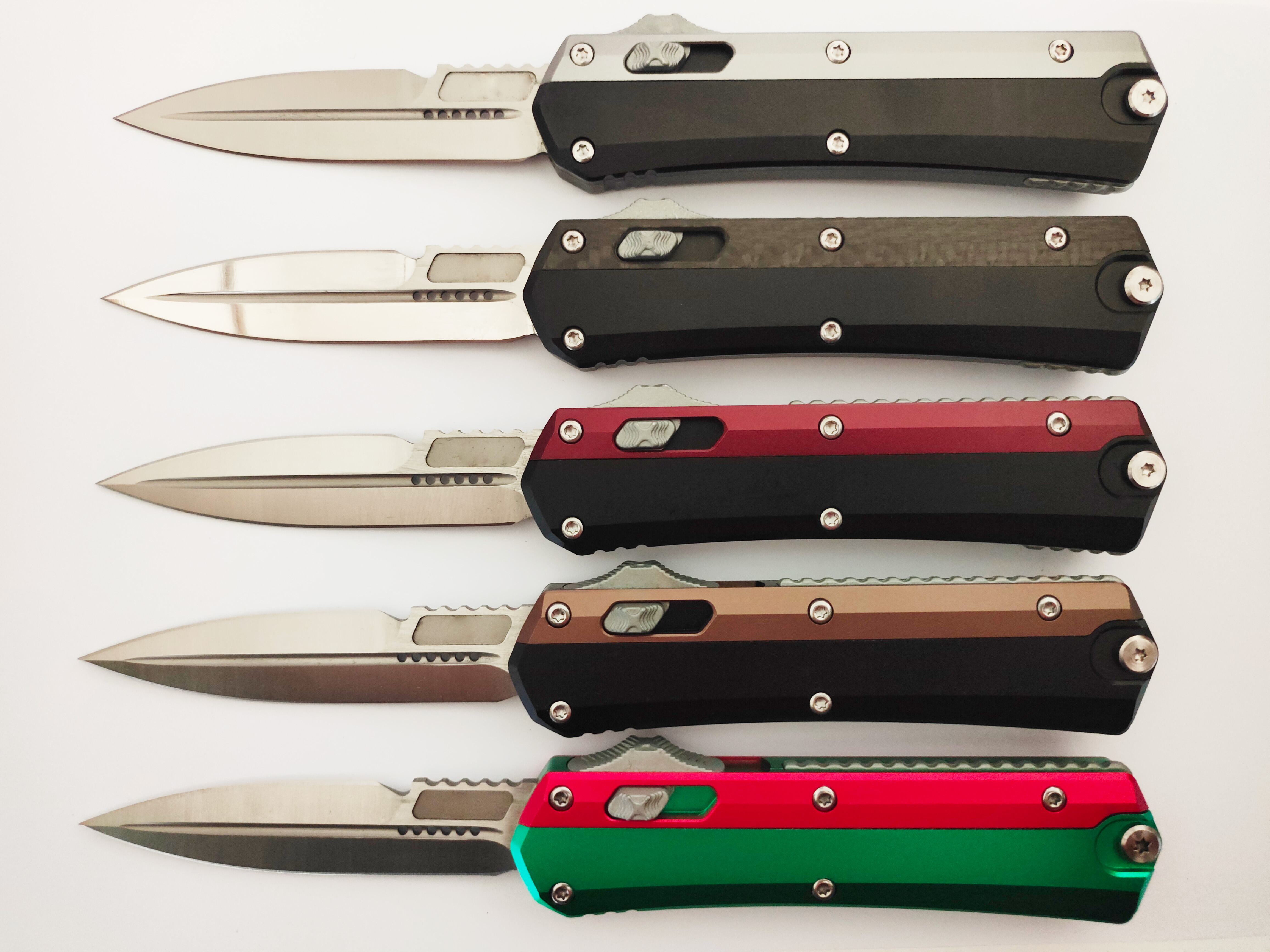 Outdoor Hunting Utility EDC Tools Bayonet Blade Point Aluminum Handle Automatic Knives