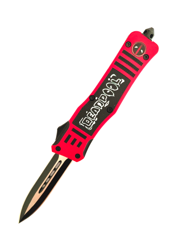 Dead Pool Folding Outdoor Double Blade Sliding Pushbutton Sided Open Large Automatic Knife