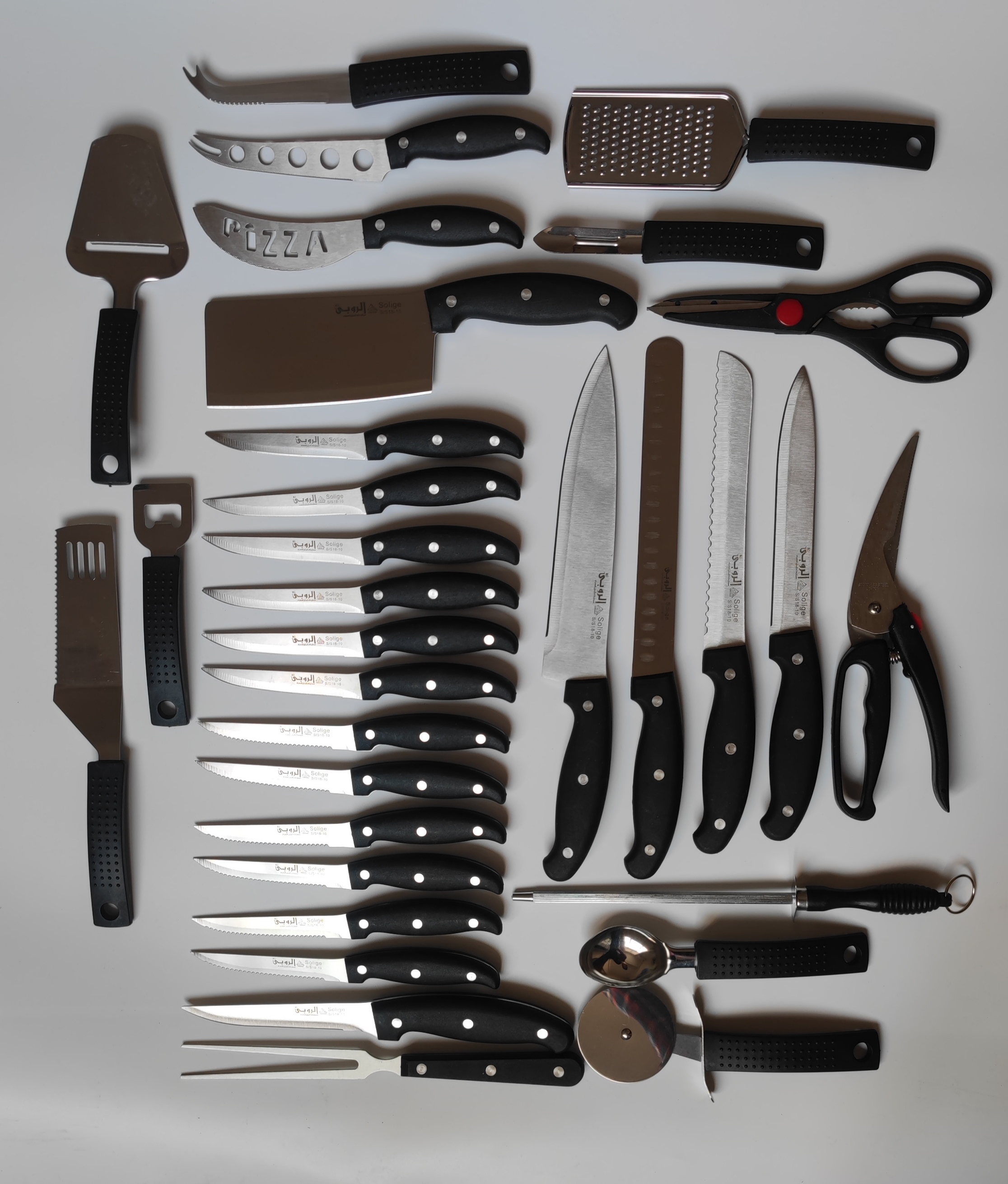 Wholesale High Quality 32PCS Kitchen Knife Set Stainless Steel Knives PP Plastic Chef Cooking Knife