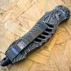 Pewter Gray Grim Reaper Novelty Skull Stonewash Spring Assisted Defender Clip Point Auto OTF Knife