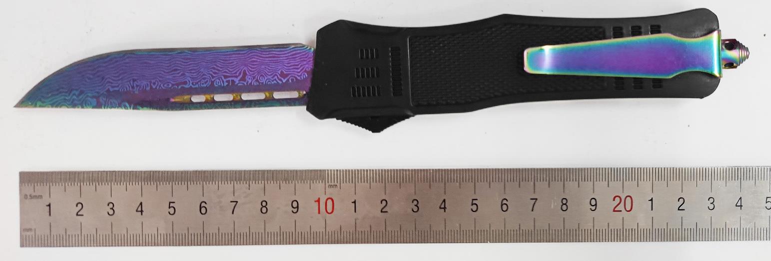 Large Ghost Rainbow Titanium Blade Rubber Coated Auto Otf Tactical Pocket Knife Automatic Knife