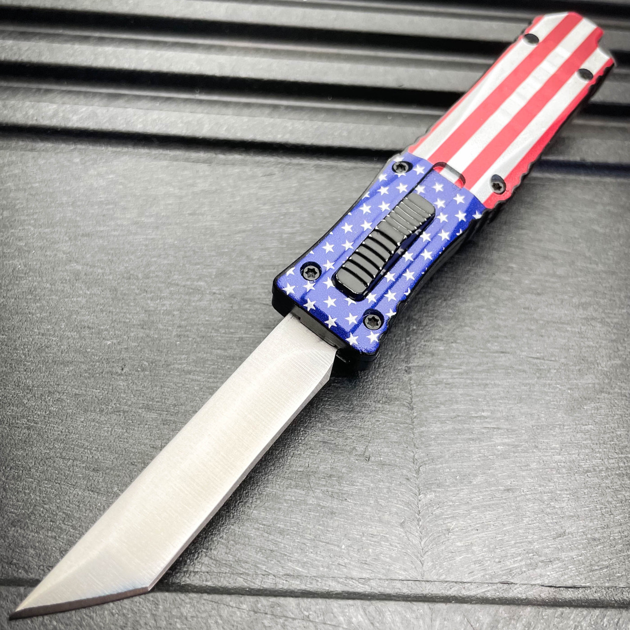 American Flag CNC Otf Auto Self Defense Aluminum Portable Outdoor Mini Folded Automatic Knife