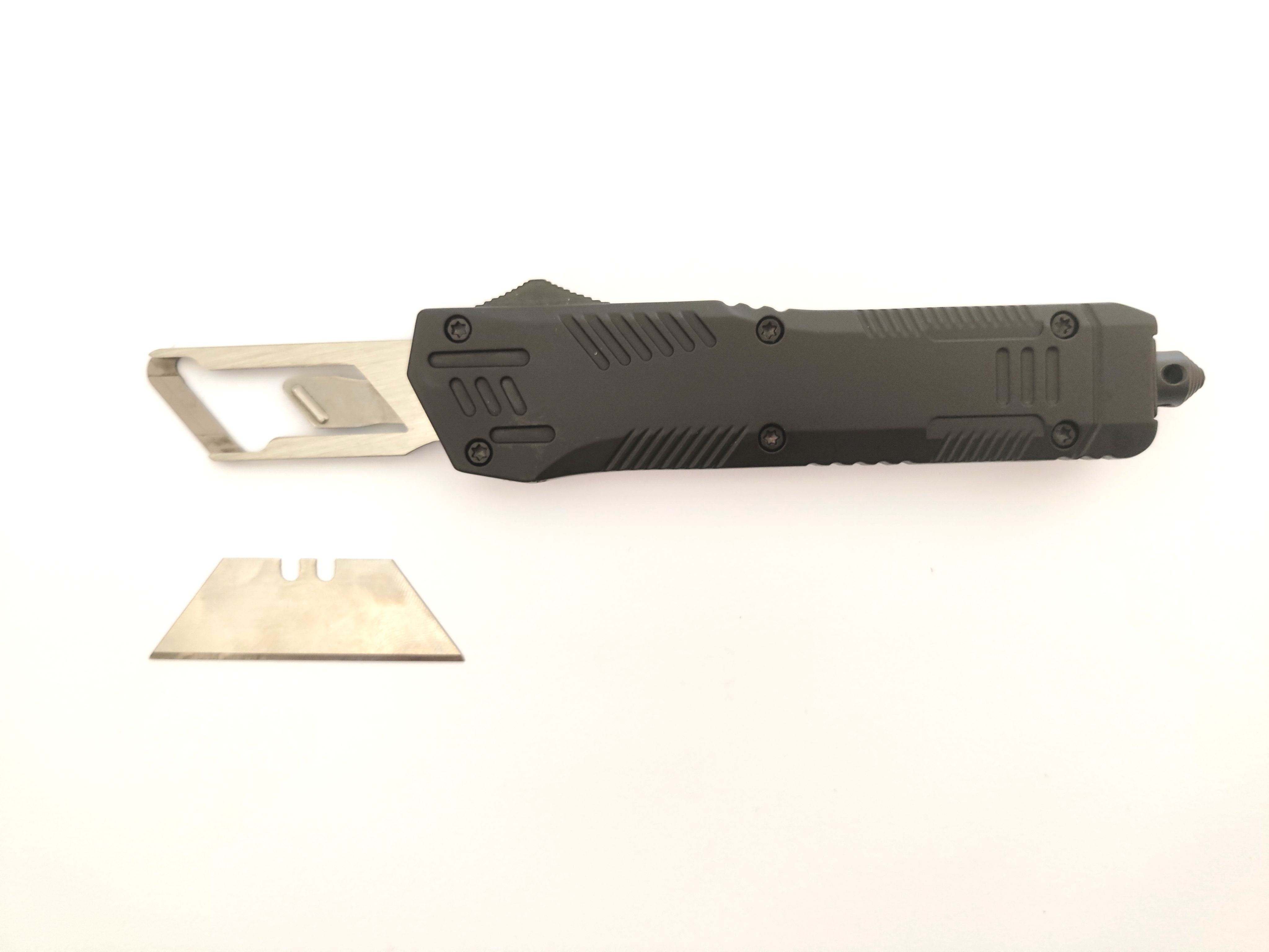 Soft Handle Large Out The Front Flick Knife Spring Assisted 2 Stages Adjustable Blade Replaceable Otf Knives