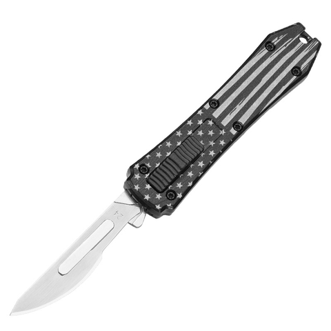 USA Hot Sale American Flag Mini Utility Auto Replaceable Otf Knife with 10 Pieces Replacement Blade