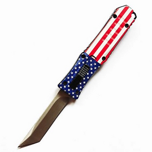 American Flag CNC Otf Auto Self Defense Aluminum Portable Outdoor Mini Folded Automatic Knife