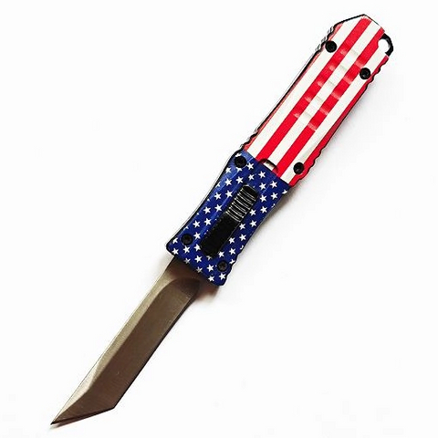 American Flag CNC Otf Auto Self Defense Aluminum Portable Outdoor Mini Folded Automatic Knife