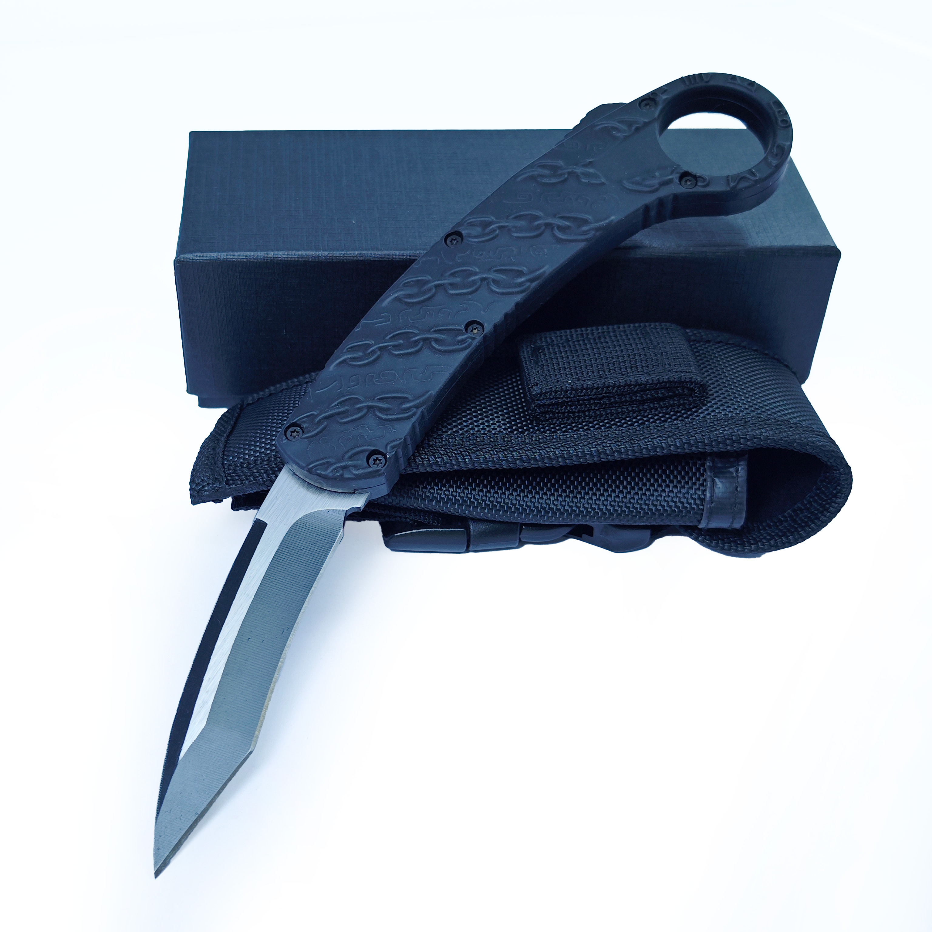 8.5 Inches Chain Auto Otf Karambit Tactical Claw Hunting Automatic Knife Dual Action Knife