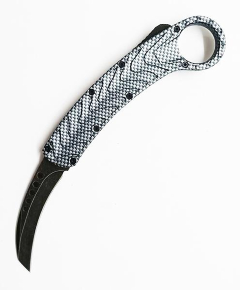 Carbon Fiber Coated Tactical Otf Dual Action Folding Outdoor Karambit Automatic Knife
