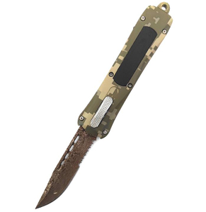 G10 Material Inserted Single Blade Serrated Drop Point Otf Knife Tactical Emergency Combat Automatic Knife