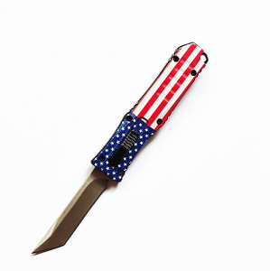 American Flag CNC Otf Auto Self Defense Aluminum Portable Outdoor Mini Folded Automatic Knife