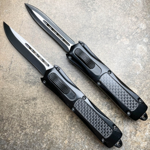 Sliding Knife Double Action Auto Otf Carbon Fiber Automatic Knife Switchblade Camping Knife Telescoping Knife