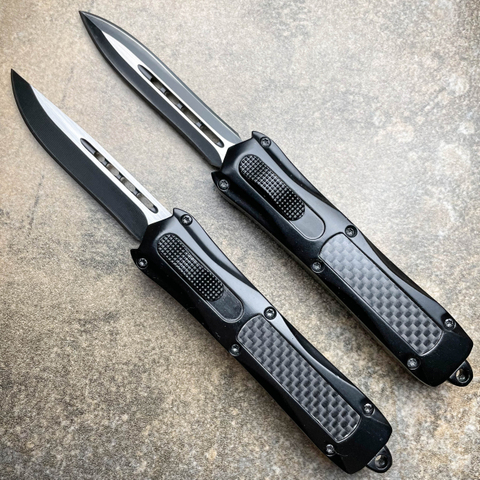 Sliding Knife Double Action Auto Otf Carbon Fiber Automatic Knife Switchblade Camping Knife Telescoping Knife