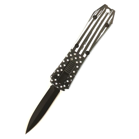 Hot Sale American Flag Mini Double Blade Dual Edge Automatic Out The Front Sliding Pocket Otf Knife