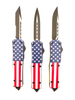 American Flag Folding Pocket Double Edge Knife Camping Hiking Outdoor Survival Automatic Otf Knife