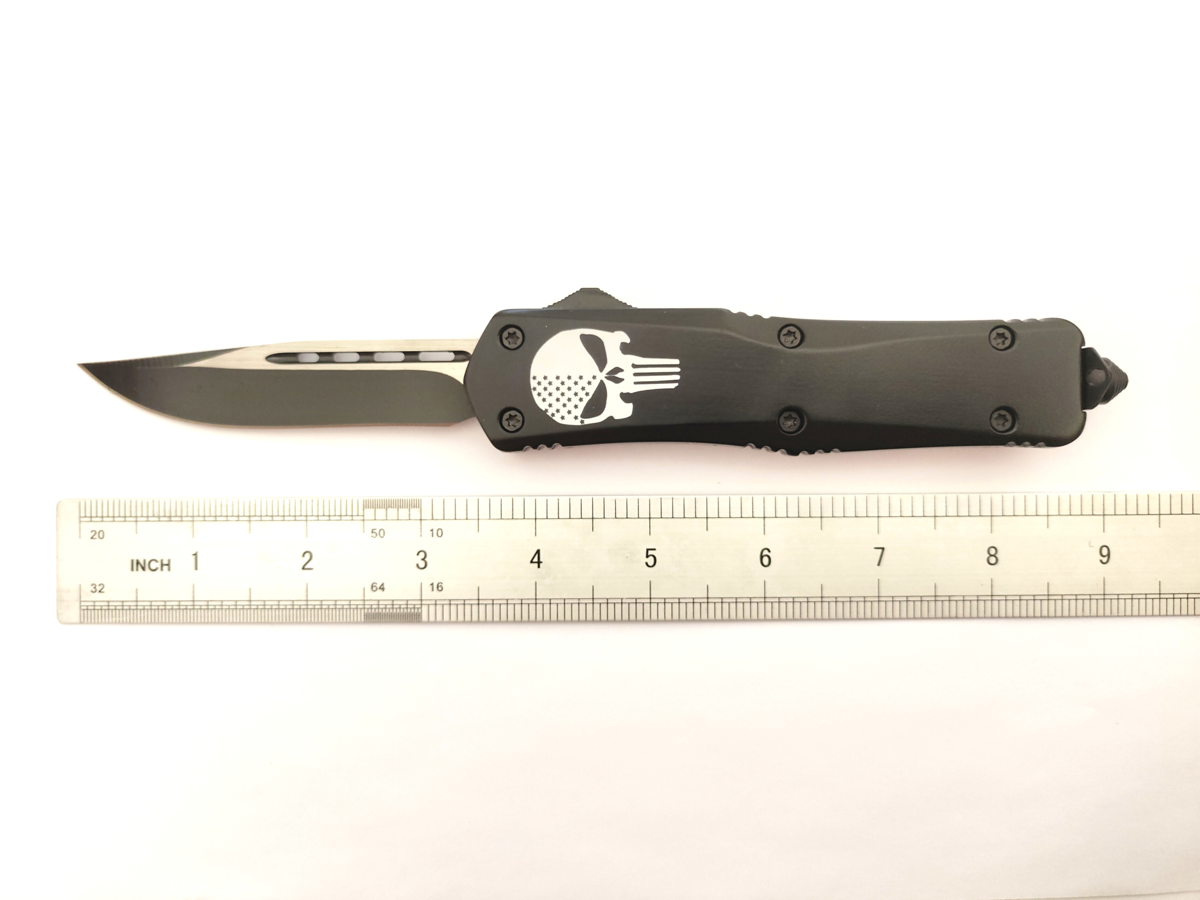 The Pinisher Skull EDC Emergency Wholesale Tactical Out The Front Straight Out Auto Otf Knife