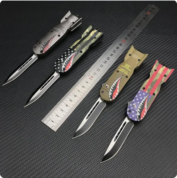 D/A Sharp Thumb Slide Opener Button Push Switch Knife Rocket Shape Tactical Knives