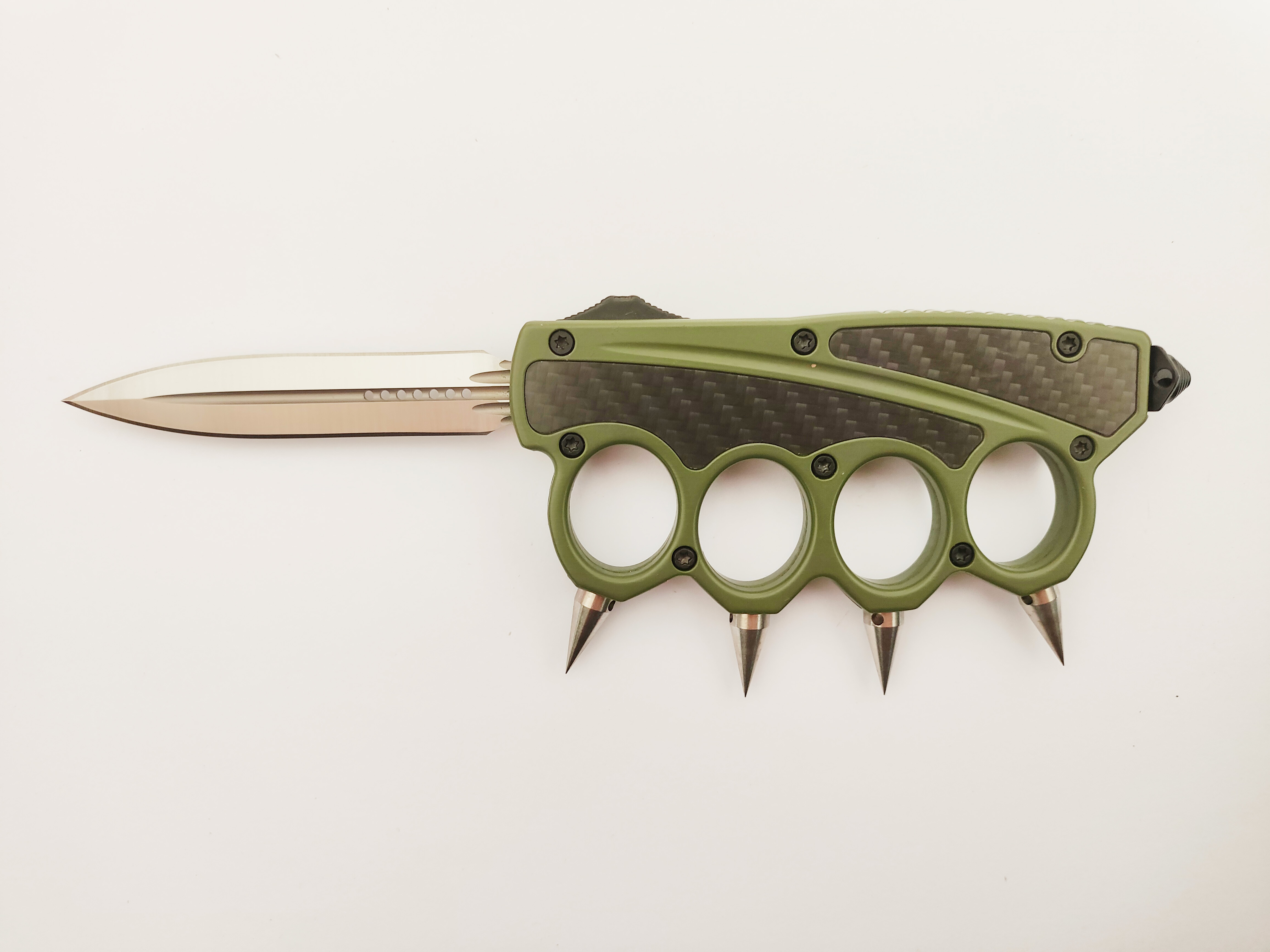 Chinese Supplier Wholesale Carbon Fiber Inlay Curved Blade Combat Battle Big Knuckle Auto Otf Knives