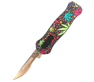 Switchblade Pushbutton Otf Pocket EDC Stainless Steel Blade Replaceable Scalpel Knife