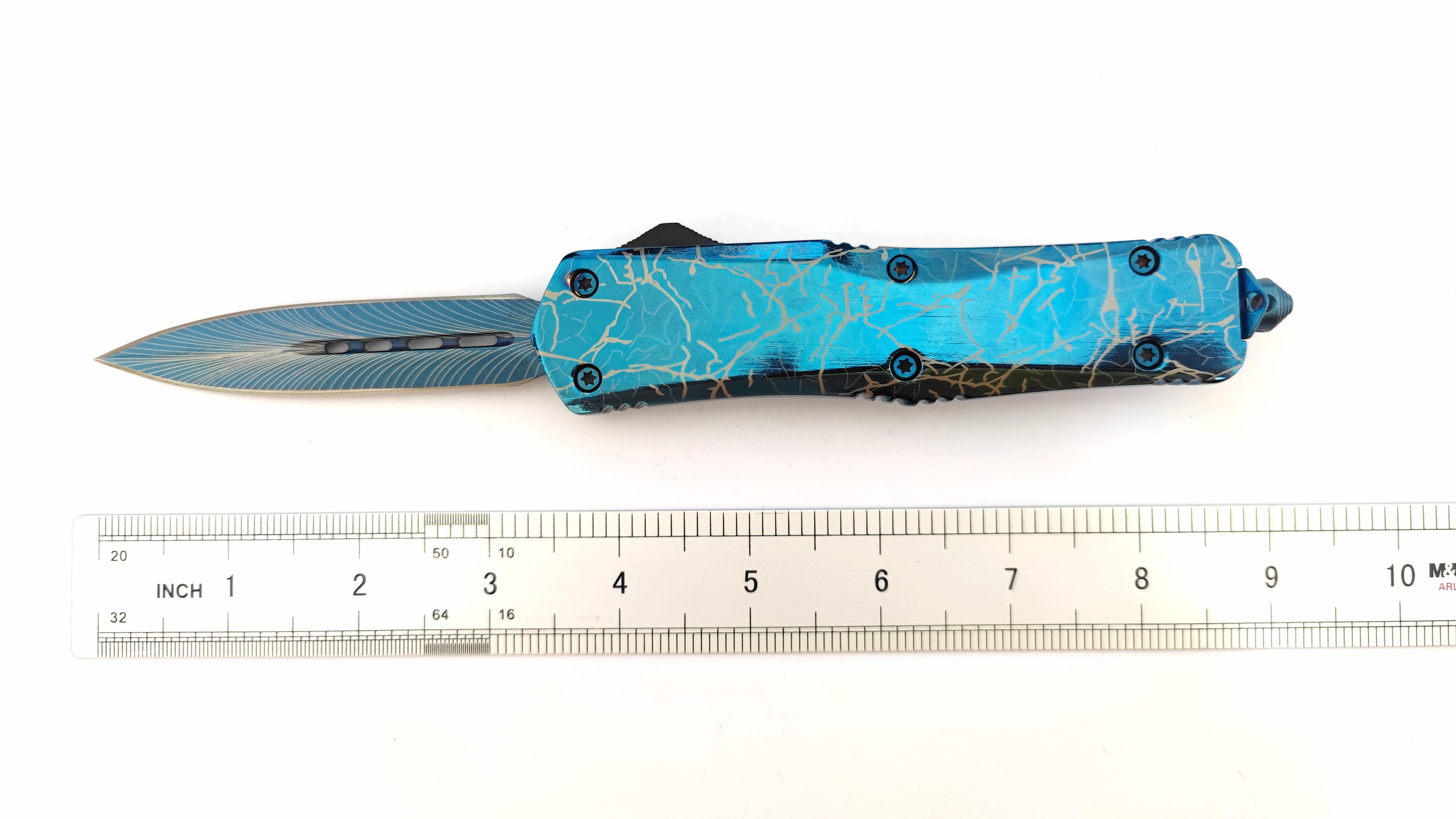 Blue Titanium Sliding Knife Pocket Wholesale Distributors Otf Automatic Knife