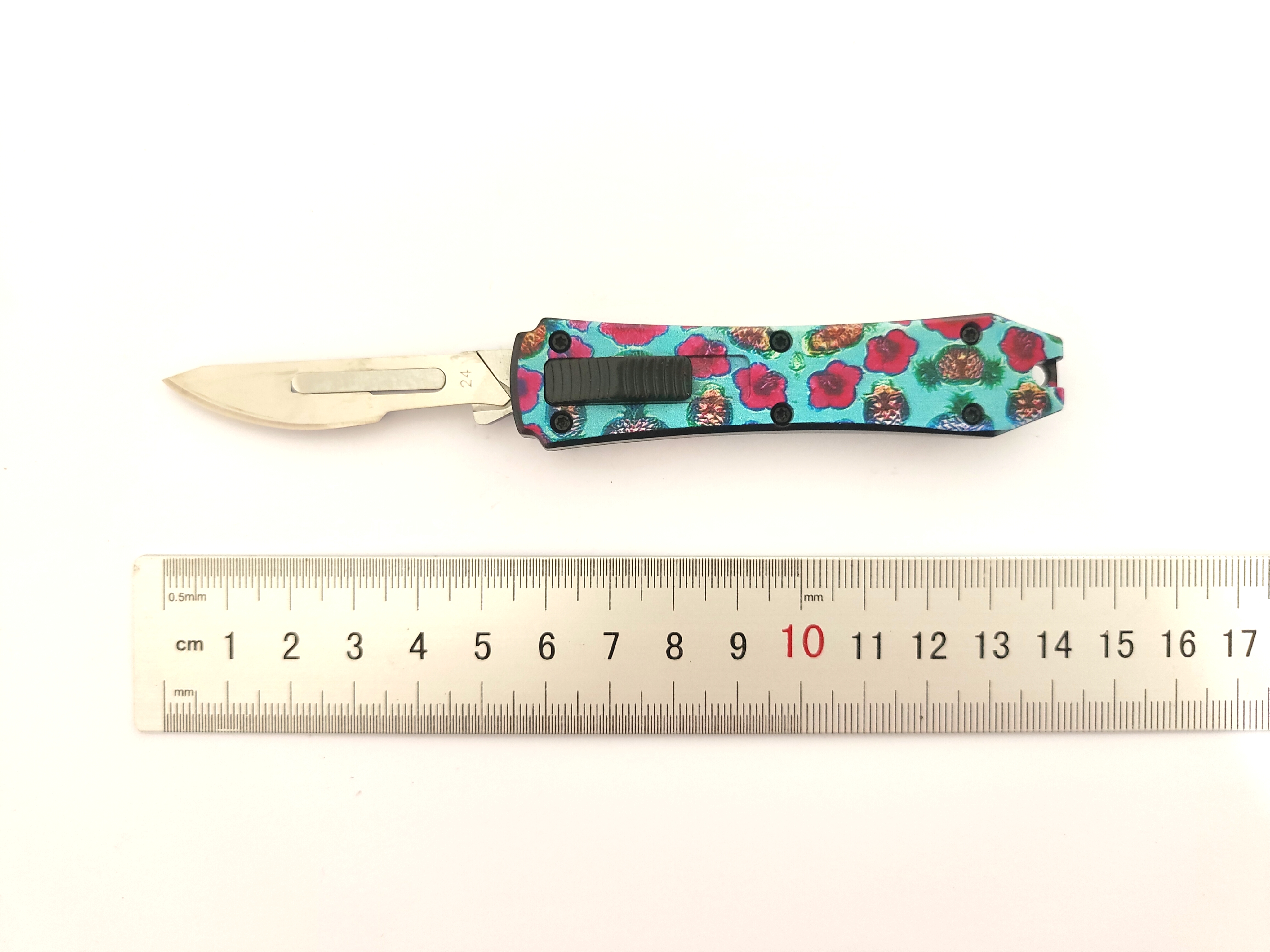 Carbon Steel Substitutable Blade Auto Otf Utility Knife with 10 Pieces Replacement Blade 