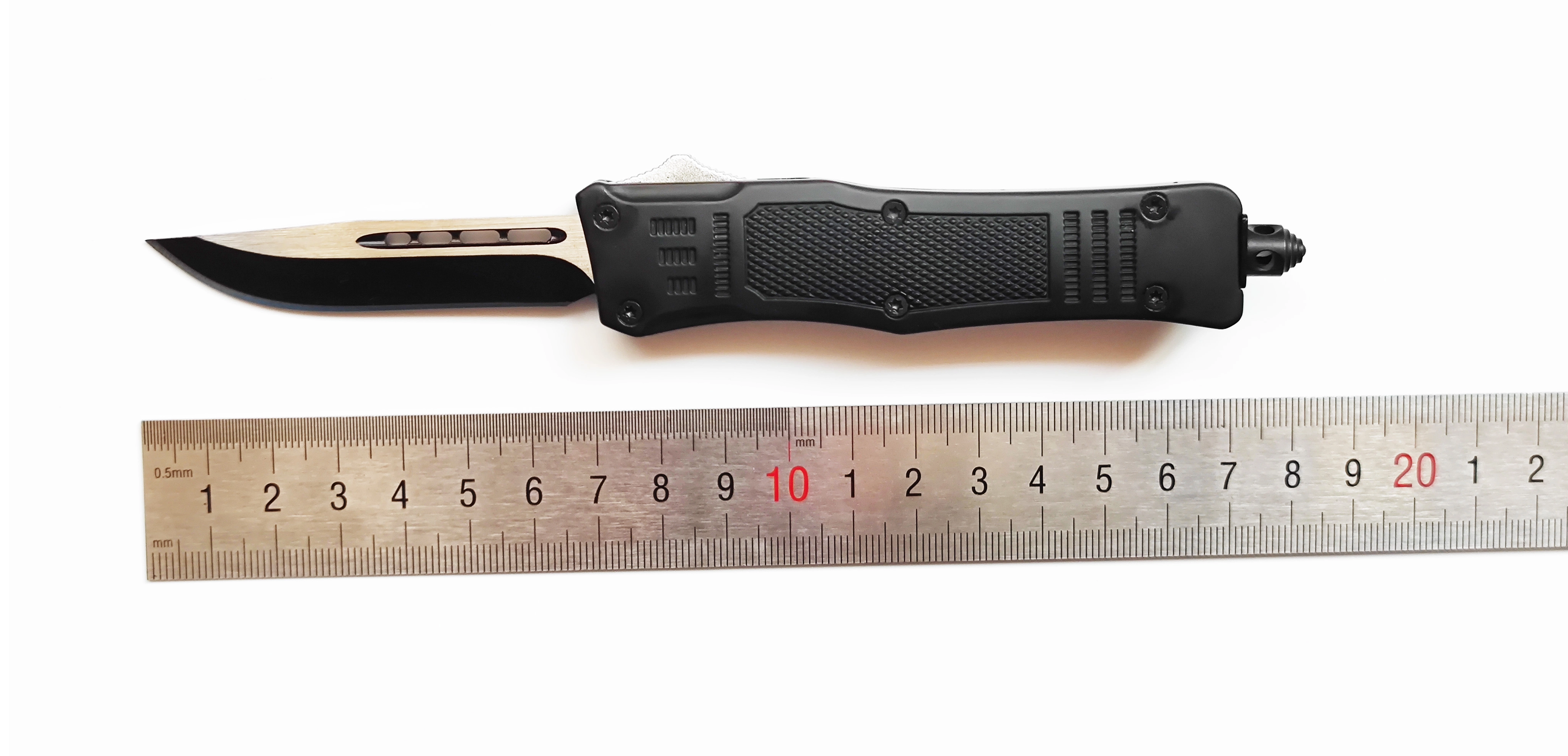 Camping Hiking Outdoor Pushbutton Sliding Switchblade Automatic Double Action Foldable Otf Knife