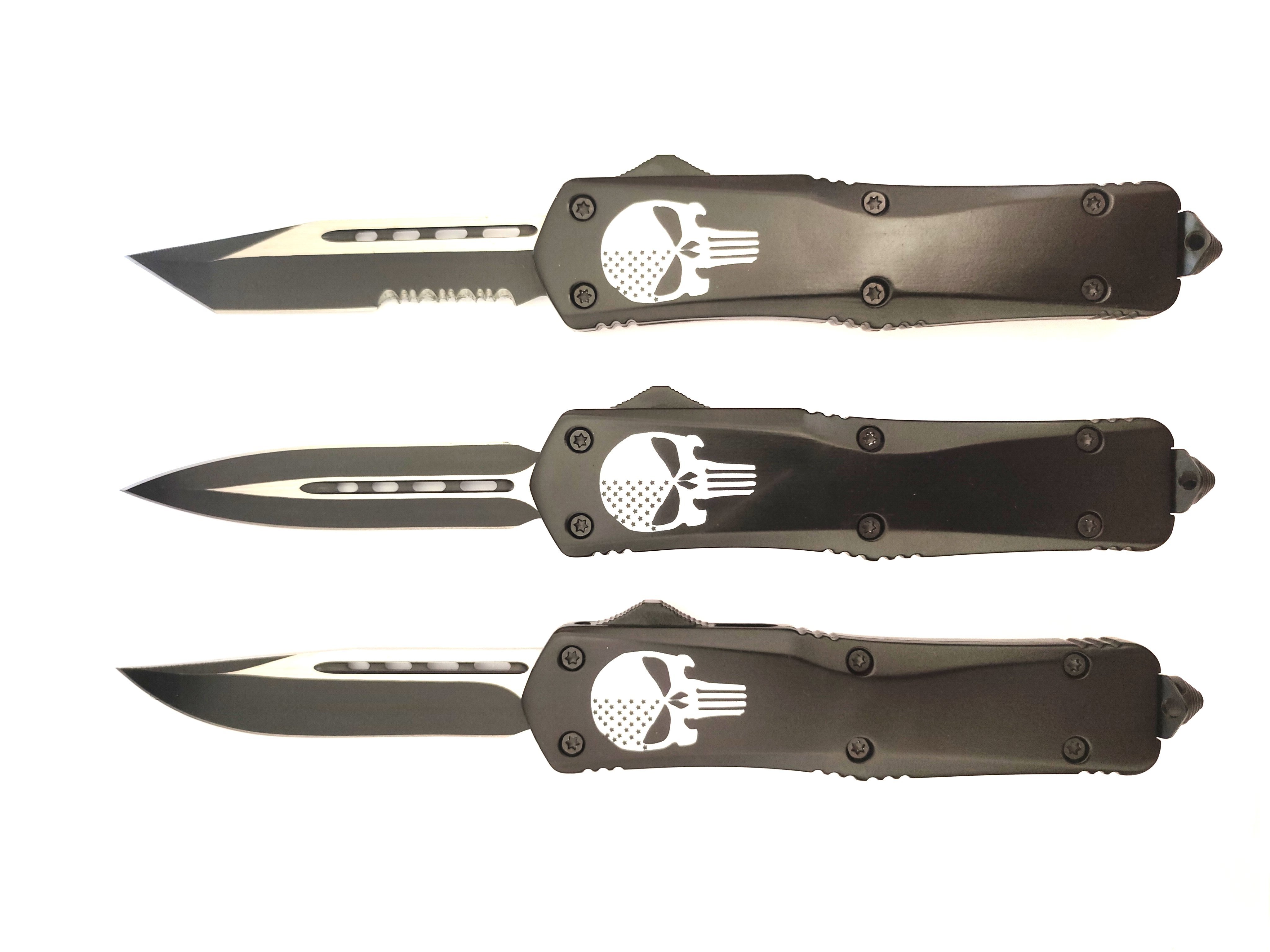The Pinisher Skull EDC Emergency Wholesale Tactical Out The Front Straight Out Auto Otf Knife