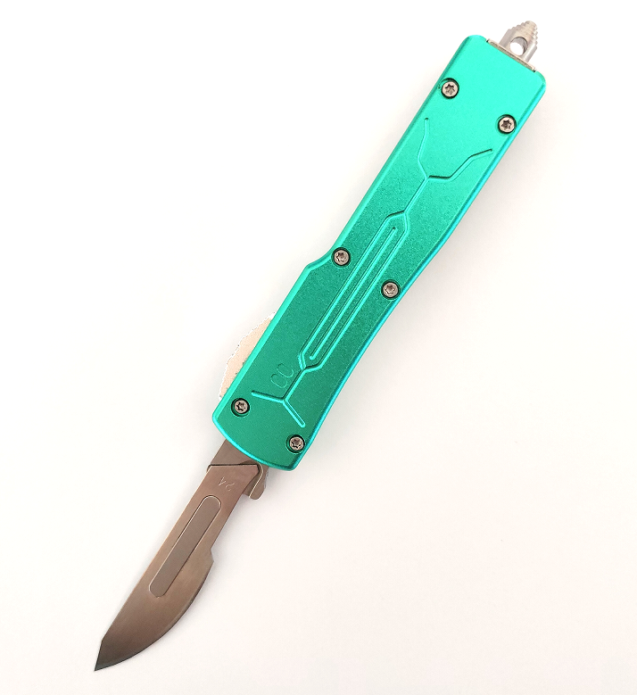 10 Pieces Replacement Blade Aluminum Handle Utility Otf Knife Out The Front Knife