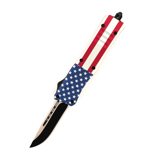 American Flag Self Defense Defender Two Tone Blade Loaded Otf Automatic Opening Knives