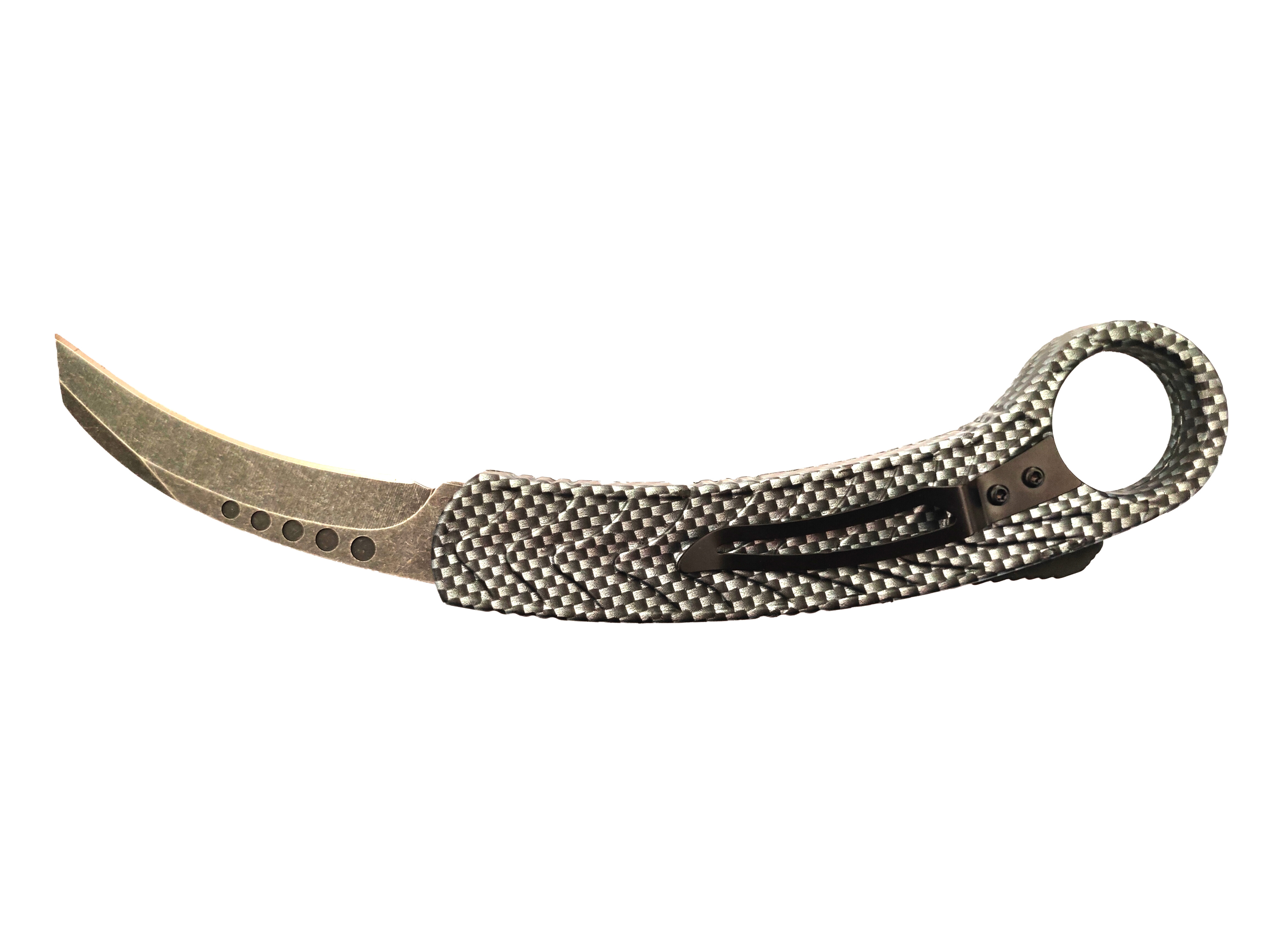 Carbon Fiber Coated Tactical Otf Dual Action Folding Outdoor Karambit Automatic Knife