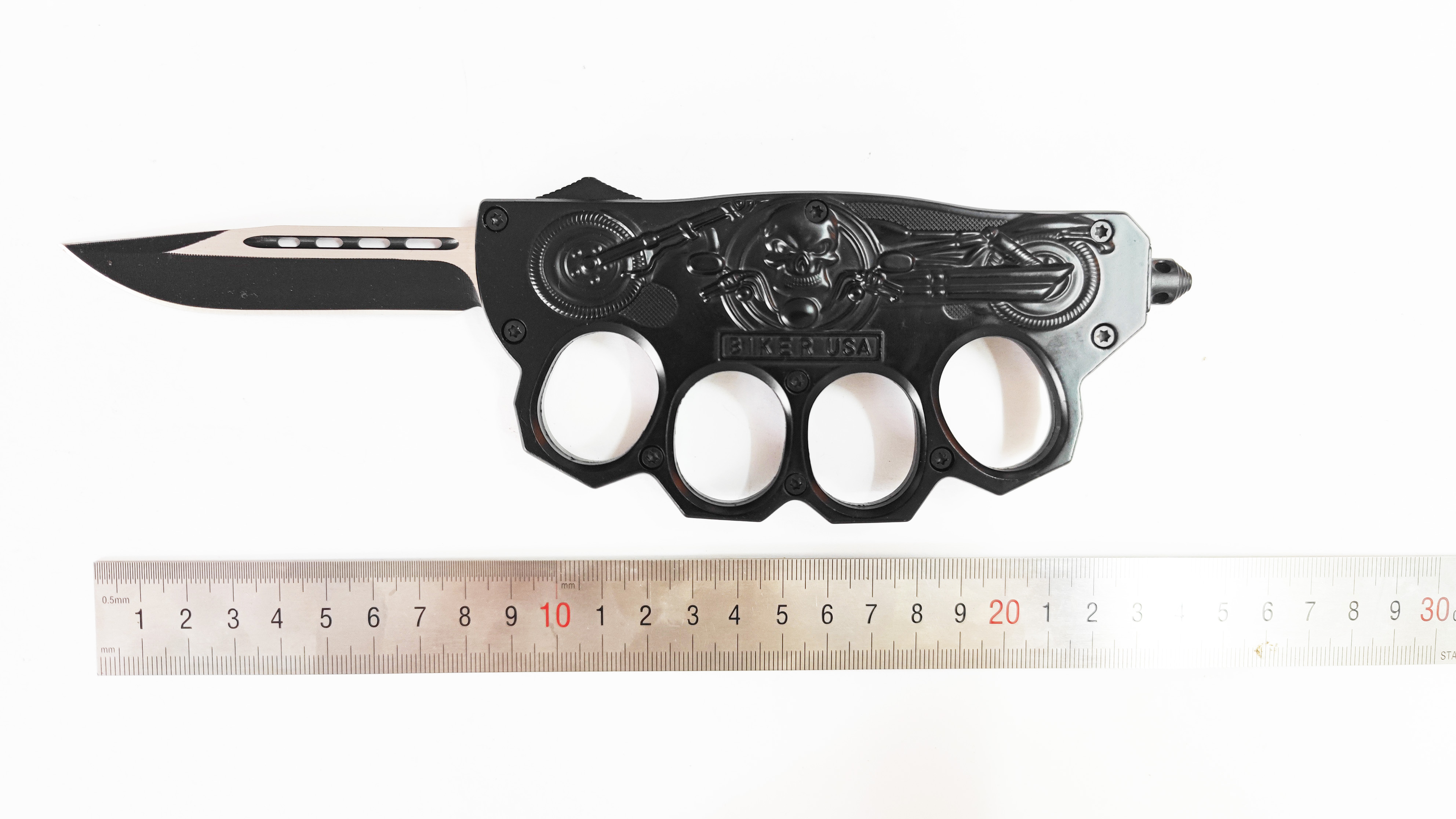 Wholesale Biker Single Blade Drop Point Automatic Hunting Otf Tactical Knuckle Knife