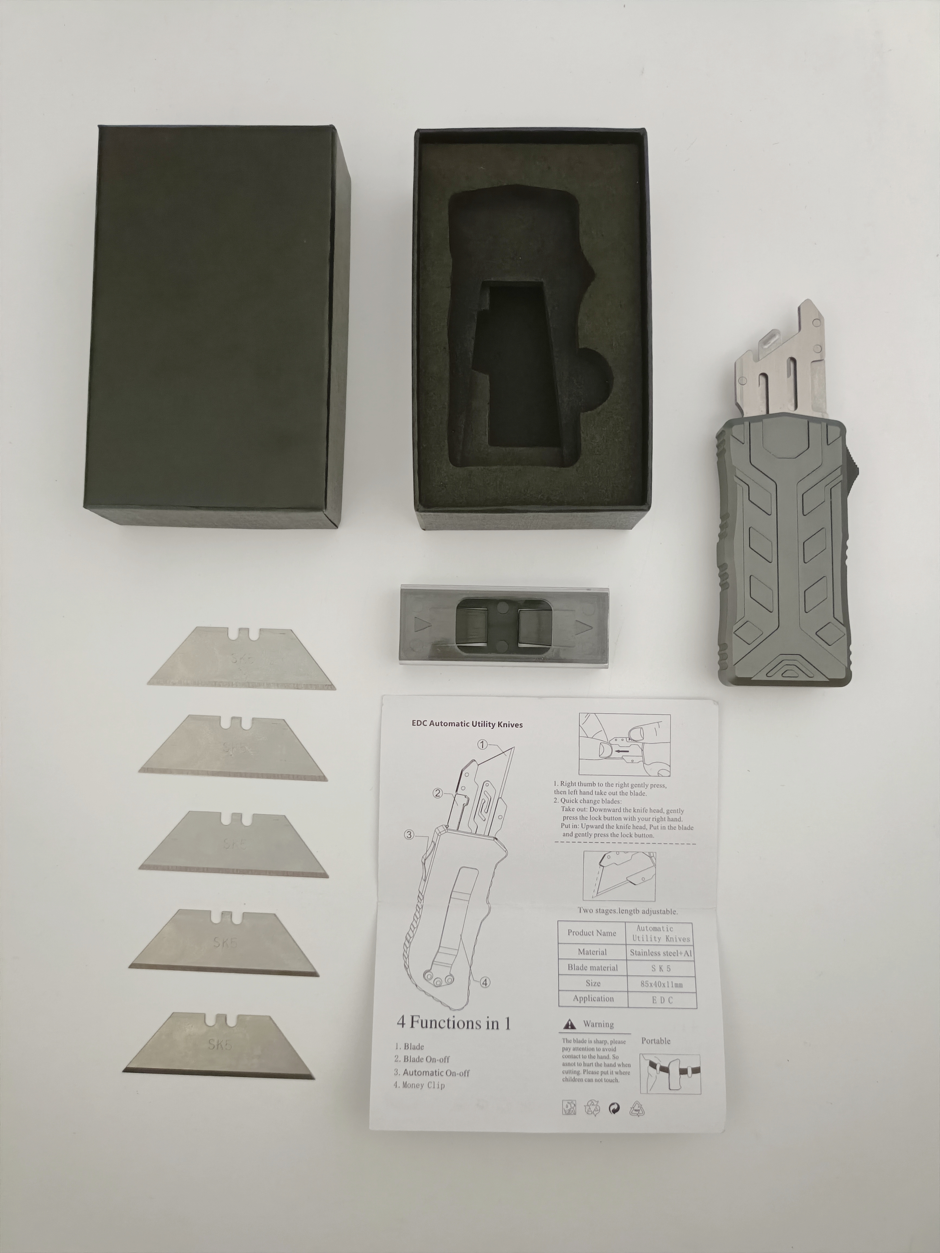 Exchangeable Blade Case Opener Auto Otf Switchblade Utility Aluminum Retractable Cutting Knife Box Cutter Folding Knife