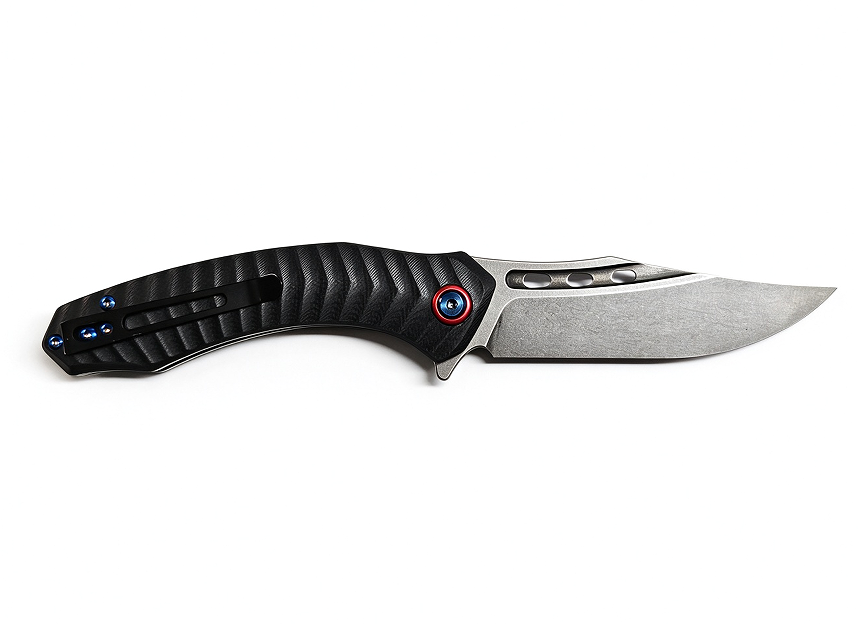 Custom OEM EDC Flipper Folding Pocket Knife with CNC Textured Handle & Stonewashed Blade