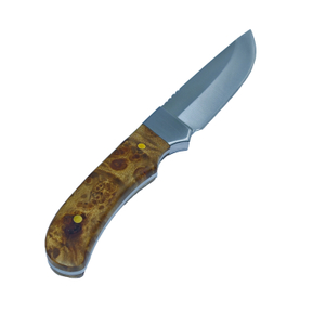 Custom 8 Inch Full Tang Fixed Blade Hunting Knife with Wood Handle & Steel Bolster, Drop Point Outdoor Bushcraft Knife OEM/ODM